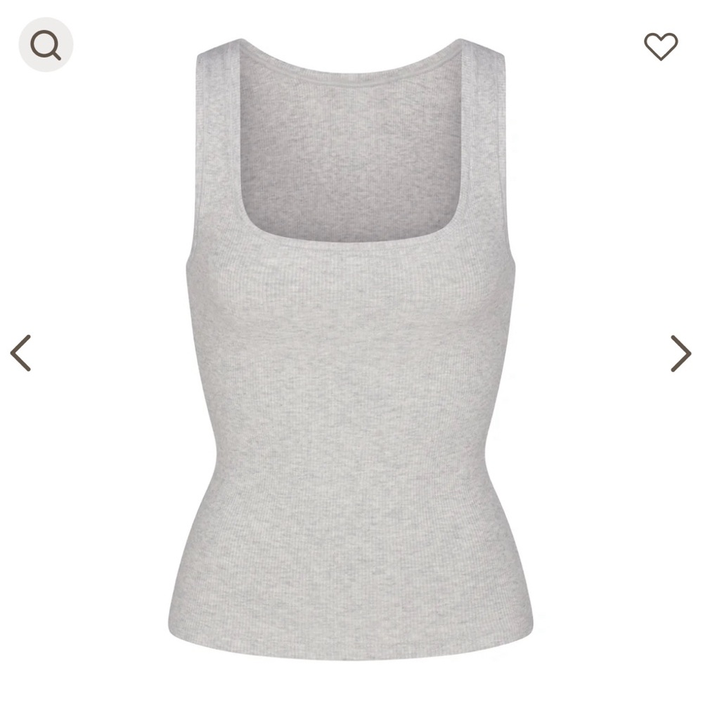 SKIMS LIGHT HEATHER GREY RIBBED LONG TANK NWT